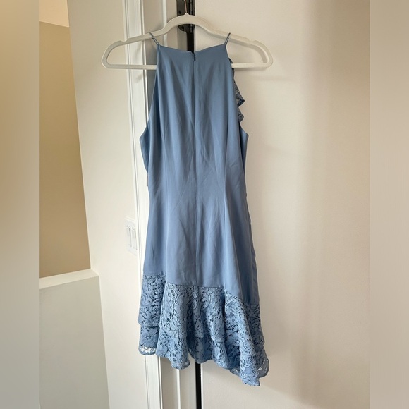 Keepsake Light Blue Lace Embellished Ruched Dress Size S - Picture 7 of 8